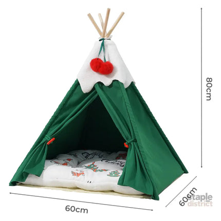 Pawz Pet Tent Dog Cat Tent Bed Washable Indoor Green-2050056804427239426