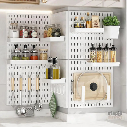 CARLA HOME Pegboard Wall Organizer Kit with 6 Modular Pegboards & 21 Accessories for Kitchen Office Gaming & Craft