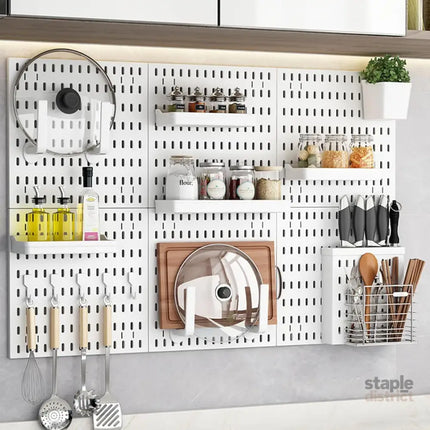 CARLA HOME Pegboard Wall Organizer Kit with 6 Modular Pegboards & 21 Accessories for Kitchen Office Gaming & Craft