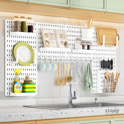 CARLA HOME Pegboard Wall Organizer Kit with 6 Modular Pegboards & 21 Accessories for Kitchen Office Gaming & Craft