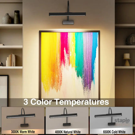 Picture Frame Light with Remote Wireless 16 Inch Black Art Light Battery Operated Picture Light with 3 CCT Dimmable and