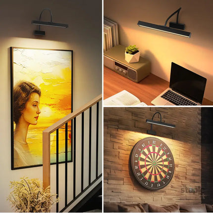 Picture Frame Light with Remote Wireless 16 Inch Black Art Light Battery Operated Picture Light with 3 CCT Dimmable and