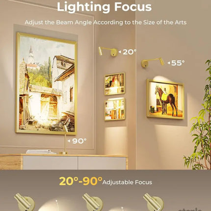 Picture Light for Wall Battery Operated Art Light for Paintings CCT Dimmable Spotlight for Wall Art Wall Light with