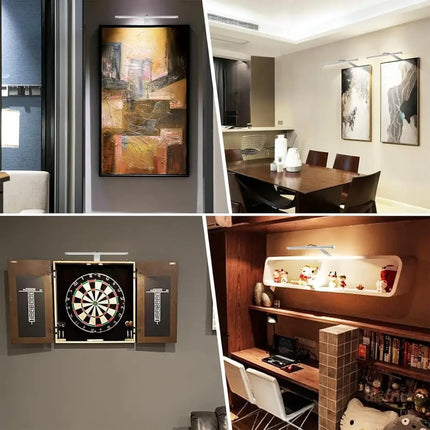 Picture Lights for Wall Plug in or Hardwired,3000K Warm White Dart Board Lights with Remote,13.5inches Silver LED Art