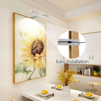 Picture Lights for Wall Plug in or Hardwired,3000K Warm White Dart Board Lights with Remote,13.5inches Silver LED Art