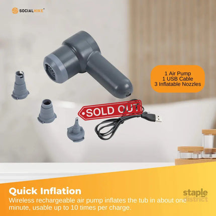 Portable Bathtub and Wireless Pump - Inflatable Foldable Collapsible Adult Tub - Furniture > Bathroom > Bathtubs