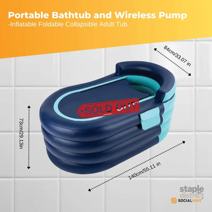 Portable Bathtub and Wireless Pump - Inflatable Foldable Collapsible Adult Tub - Furniture > Bathroom > Bathtubs