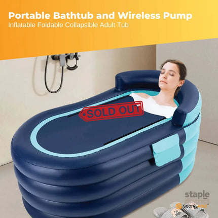 Portable Bathtub and Wireless Pump - Inflatable Foldable Collapsible Adult Tub - Furniture > Bathroom > Bathtubs
