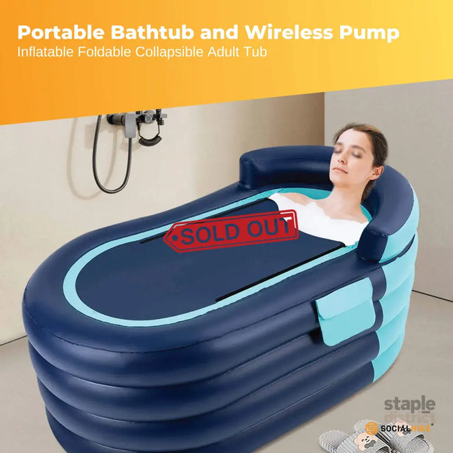 Portable Bathtub and Wireless Pump - Inflatable Foldable Collapsible Adult Tub - Furniture > Bathroom > Bathtubs