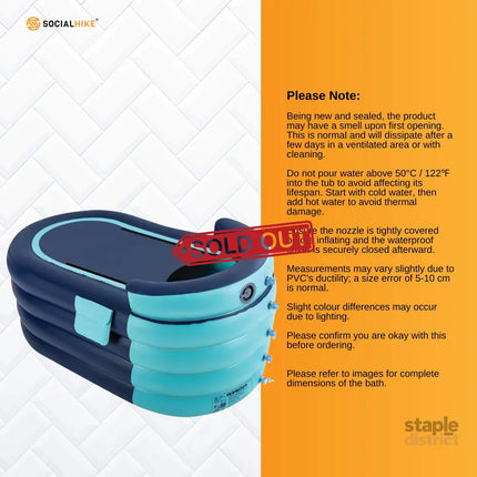 Portable Bathtub and Wireless Pump - Inflatable Foldable Collapsible Adult Tub - Furniture > Bathroom > Bathtubs