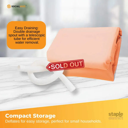 Portable Bathtub and Wireless Pump - Inflatable Foldable Collapsible Adult Tub Orange - Furniture > Bathroom > Bathtubs