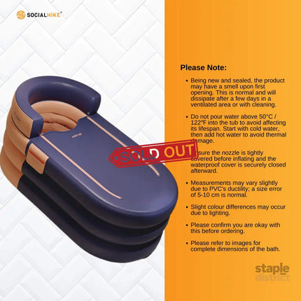 Portable Bathtub and Wireless Pump - Inflatable Foldable Collapsible Adult Tub Orange - Furniture > Bathroom > Bathtubs