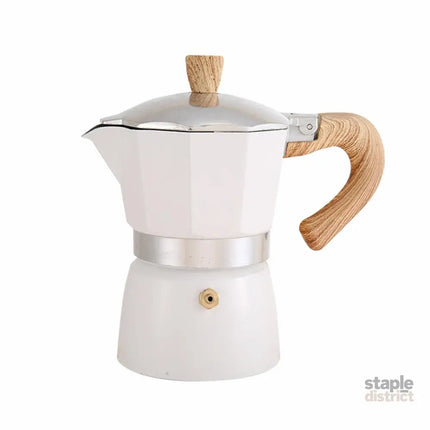 Portable Coffee Maker Wood Grain Handle Outdoor Manual Espresso Machine Camping - Beige-300ml - Appliances > Kitchen