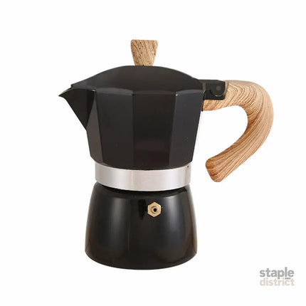 Portable Coffee Maker Wood Grain Handle Outdoor Manual Espresso Machine Camping - Beige-300ml - Appliances > Kitchen