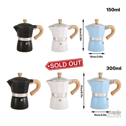 Portable Coffee Maker Wood Grain Handle Outdoor Manual Espresso Machine Camping - Black-300ml - Appliances > Kitchen