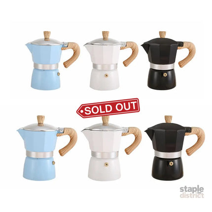 Portable Coffee Maker Wood Grain Handle Outdoor Manual Espresso Machine Camping - Black-300ml - Appliances > Kitchen