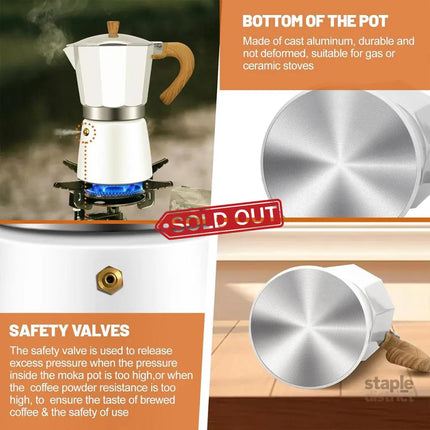 Portable Coffee Maker Wood Grain Handle Outdoor Manual Espresso Machine Camping - Black-300ml - Appliances > Kitchen