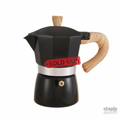 Portable Coffee Maker Wood Grain Handle Outdoor Manual Espresso Machine Camping - Black-300ml - Appliances > Kitchen