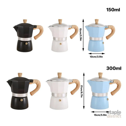 Portable Coffee Maker Wood Grain Handle Outdoor Manual Espresso Machine Camping - Blue-150ml - Appliances > Kitchen