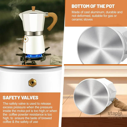 Portable Coffee Maker Wood Grain Handle Outdoor Manual Espresso Machine Camping - Blue-150ml - Appliances > Kitchen