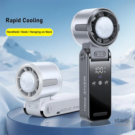 Portable Handheld Fan Rechargeable Battery Powered with High-Speed Turbo for Strong Wind & Rapid Cooling Aesthetic