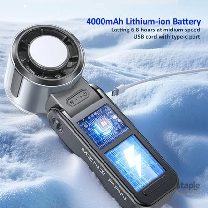 Portable Handheld Fan Rechargeable Battery Powered with High-Speed Turbo for Strong Wind & Rapid Cooling Aesthetic