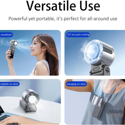 Portable Handheld Fan Rechargeable Battery Powered with High-Speed Turbo for Strong Wind & Rapid Cooling Aesthetic