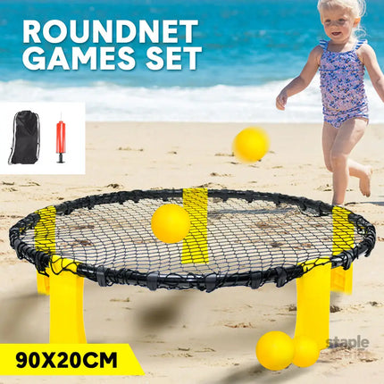 Portable Outdoor Spikeball Roundnet Game Set Team Beach Ball Game Bouncer Toy with Carrying Bag Net and 3 Balls Played