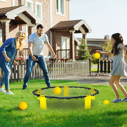 Portable Outdoor Spikeball Roundnet Game Set Team Beach Ball Game Bouncer Toy with Carrying Bag Net and 3 Balls Played