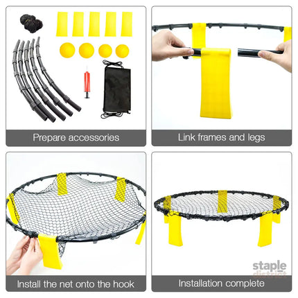 Portable Outdoor Spikeball Roundnet Game Set Team Beach Ball Game Bouncer Toy with Carrying Bag Net and 3 Balls Played