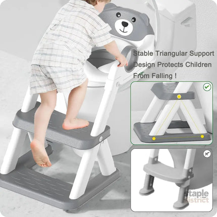 Potty Training Seat Ladder Kids Boys Girls Grey - Baby & Kids > Kid’s Furniture > Changing Tables