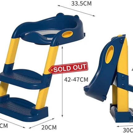 CARLA HOME Potty Training Seat with Step Stool Ladder with Anti-Slip Design Soft Cushion & Foldable Structure for Kids