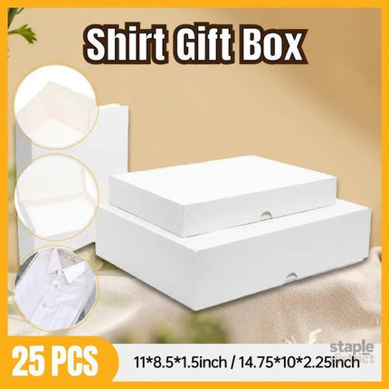 Premium Shirt Packaging Boxes 350g White Cardboard 2Sizes Easy Storage Flat Pack - 25pcs-11*8.5*1.5inch - Commercial >