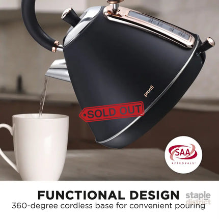 Pronti 1.7L Rose Trim Collection Kettle - Black - Commercial > Commercial Others > Distilling & Brewing