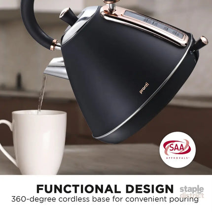 Pronti 1.7L Rose Trim Collection Kettle - Black - Commercial > Commercial Others > Distilling & Brewing
