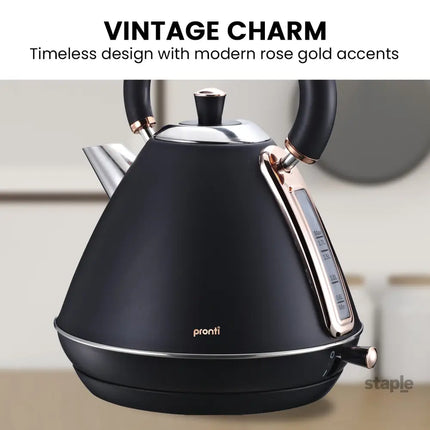 Pronti 1.7L Rose Trim Collection Kettle - Black - Commercial > Commercial Others > Distilling & Brewing