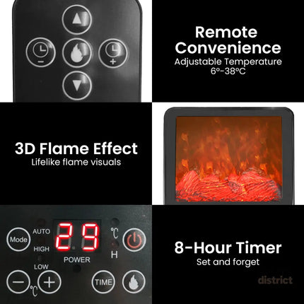 Pronti 2000W 3D Fire PTC Electric Portable Room Heater - Appliances > Heaters > Electric Heaters