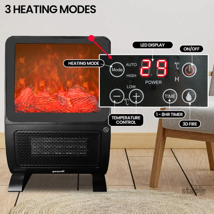 Pronti 2000W 3D Fire PTC Electric Portable Room Heater - Appliances > Heaters > Electric Heaters