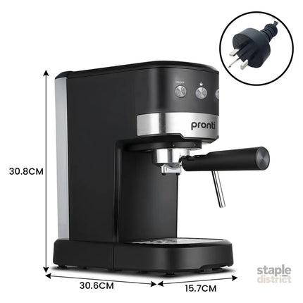 Pronti Breakfast Set with 1.25L Coffee Machine Silver Noir Toaster & Kettle - Appliances > Kitchen Appliances > Kettles