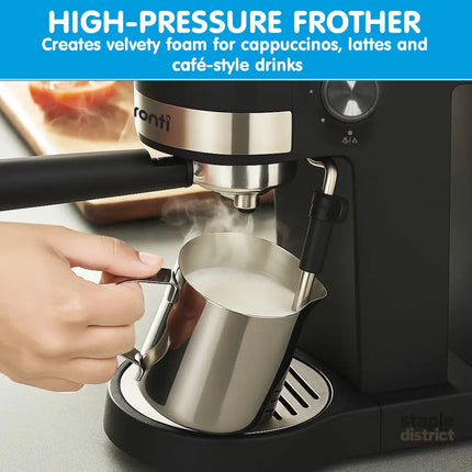 Pronti Breakfast Set with 1.25L Coffee Machine Silver Noir Toaster & Kettle - Appliances > Kitchen Appliances > Kettles