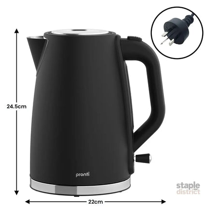 Pronti Breakfast Set with 1.25L Coffee Machine Silver Noir Toaster & Kettle - Appliances > Kitchen Appliances > Kettles