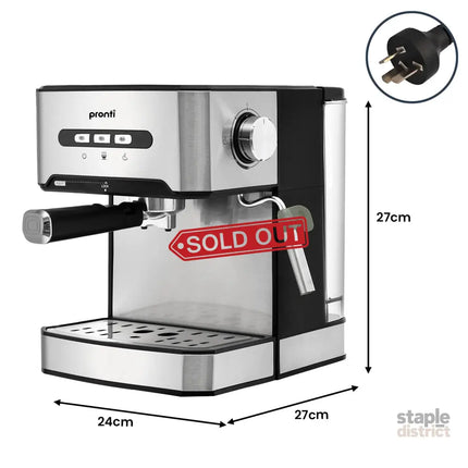 Pronti Breakfast Set with 1.6L Coffee Machine Silver Noir Toaster & Kettle - Appliances > Kitchen Appliances > Kettles