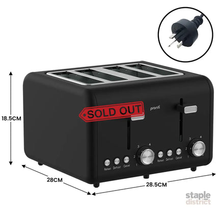 Pronti Breakfast Set with 1.6L Coffee Machine Silver Noir Toaster & Kettle - Appliances > Kitchen Appliances > Kettles