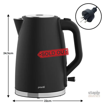 Pronti Breakfast Set with 1.6L Coffee Machine Silver Noir Toaster & Kettle - Appliances > Kitchen Appliances > Kettles