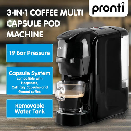 Pronti Breakfast Set with HomeMaid Coffee Machine Silver Noir Toaster & Kettle - Appliances > Kitchen Appliances >