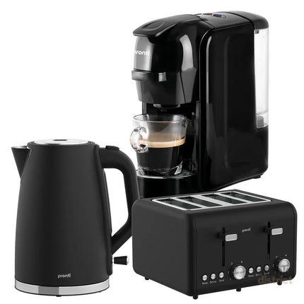 Pronti Breakfast Set with HomeMaid Coffee Machine Silver Noir Toaster & Kettle - Appliances > Kitchen Appliances >