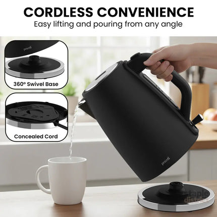 Pronti Breakfast Set with HomeMaid Coffee Machine Silver Noir Toaster & Kettle - Appliances > Kitchen Appliances >