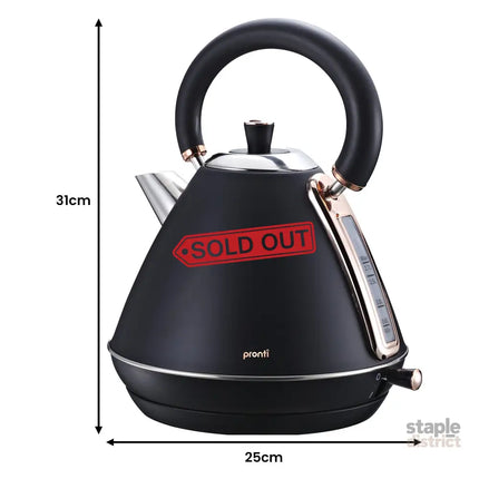 Pronti Breakfast Set with Rose Gold Kettle & Toaster with 1.2L Espresso Machine - Black - Appliances > Kitchen