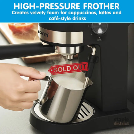 Pronti Breakfast Set with Rose Gold Kettle & Toaster with 1.2L Espresso Machine - Black - Appliances > Kitchen