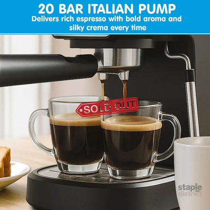 Pronti Breakfast Set with Rose Gold Kettle & Toaster with 1.2L Espresso Machine - Black - Appliances > Kitchen
